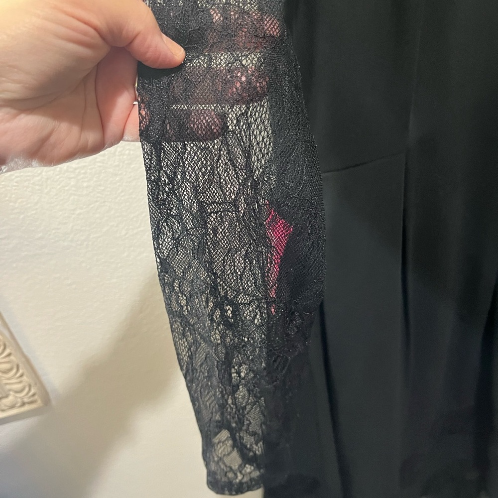 AIDAN MATTOX BLACK SHADOW STRIPE CREPE MIDI FIT & FLARE COCKTAIL DRESS NWT SZ 10 - Picture 9 of 16